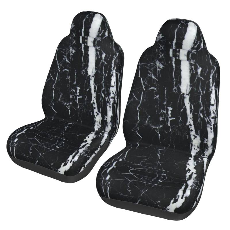 WYYDPPLK Schwarz-Weiß-Marmor-Autositzbezüge mit Volldruck-Design, strapazierfähiges Polyester-Material, einfach zu installieren und zu reinigen, universelle Passform für Autos, SUVs, LKWs von WYYDPPLK