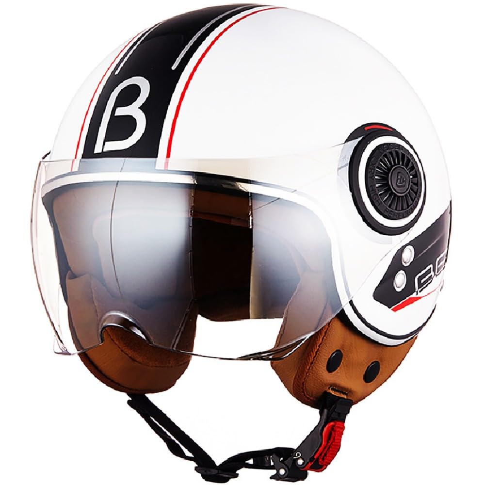 Jethelm mit Sonnenblende, Vintage Motorrad Jet Helm Roller Helm für Damen Herren, ECE 22.05 Zertifiziert Halbhelm, Jet-Piloten-Motorrad-Retro-Chopper-Cruiser-Vintage-Mopedhelm Jethelm mit Sonnenblende, Vintage Motorrad Jet Helm Roller Helm für Damen Herren, ECE 22.05 Zertifiziert Halbhelm, Jet-Piloten-Motorrad-Retro-Chopper-Cruiser-Vintage-Mopedhelm von WZGGTEAM