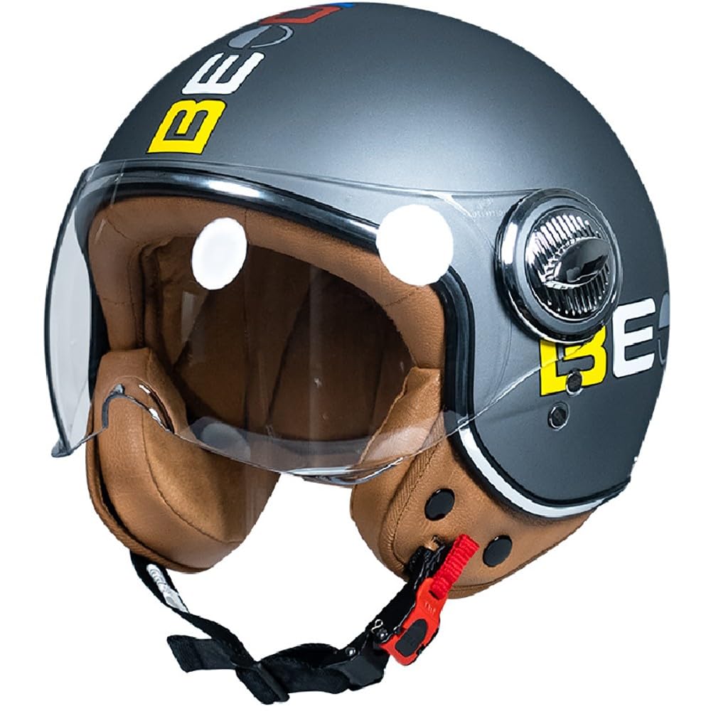 Jethelm mit Sonnenblende, Vintage Motorrad Jet Helm Roller Helm für Damen Herren, ECE 22.05 Zertifiziert Halbhelm, Jet-Piloten-Motorrad-Retro-Chopper-Cruiser-Vintage-Mopedhelm Jethelm mit Sonnenblende, Vintage Motorrad Jet Helm Roller Helm für Damen Herren, ECE 22.05 Zertifiziert Halbhelm, Jet-Piloten-Motorrad-Retro-Chopper-Cruiser-Vintage-Mopedhelm von WZGGTEAM