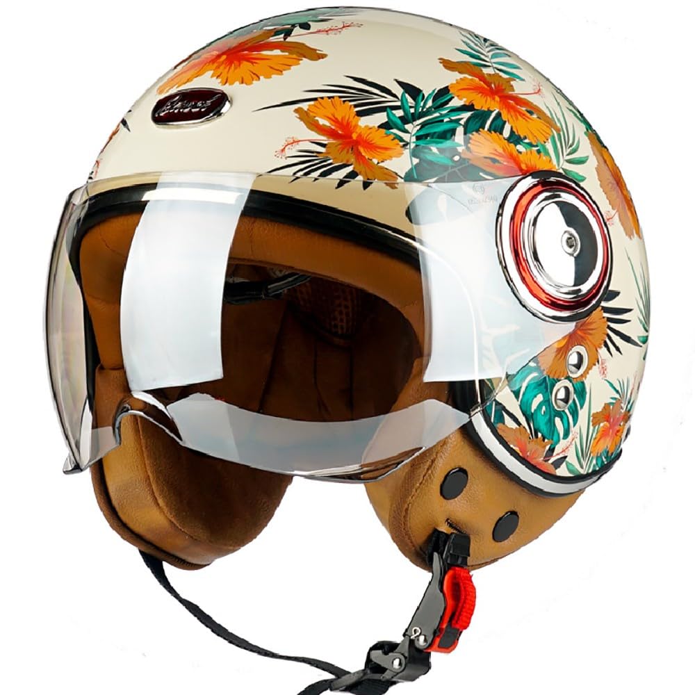 Jethelm mit Sonnenblende, Vintage Motorrad Jet Helm Roller Helm für Damen Herren, ECE 22.05 Zertifiziert Halbhelm, Jet-Piloten-Motorrad-Retro-Chopper-Cruiser-Vintage-Mopedhelm Jethelm mit Sonnenblende, Vintage Motorrad Jet Helm Roller Helm für Damen Herren, ECE 22.05 Zertifiziert Halbhelm, Jet-Piloten-Motorrad-Retro-Chopper-Cruiser-Vintage-Mopedhelm von WZGGTEAM