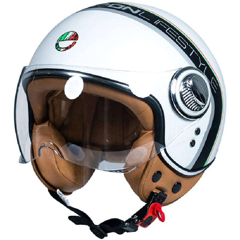 Jethelm mit Sonnenblende, Vintage Motorrad Jet Helm Roller Helm für Damen Herren, ECE 22.05 Zertifiziert Halbhelm, Jet-Piloten-Motorrad-Retro-Chopper-Cruiser-Vintage-Mopedhelm von WZGGTEAM