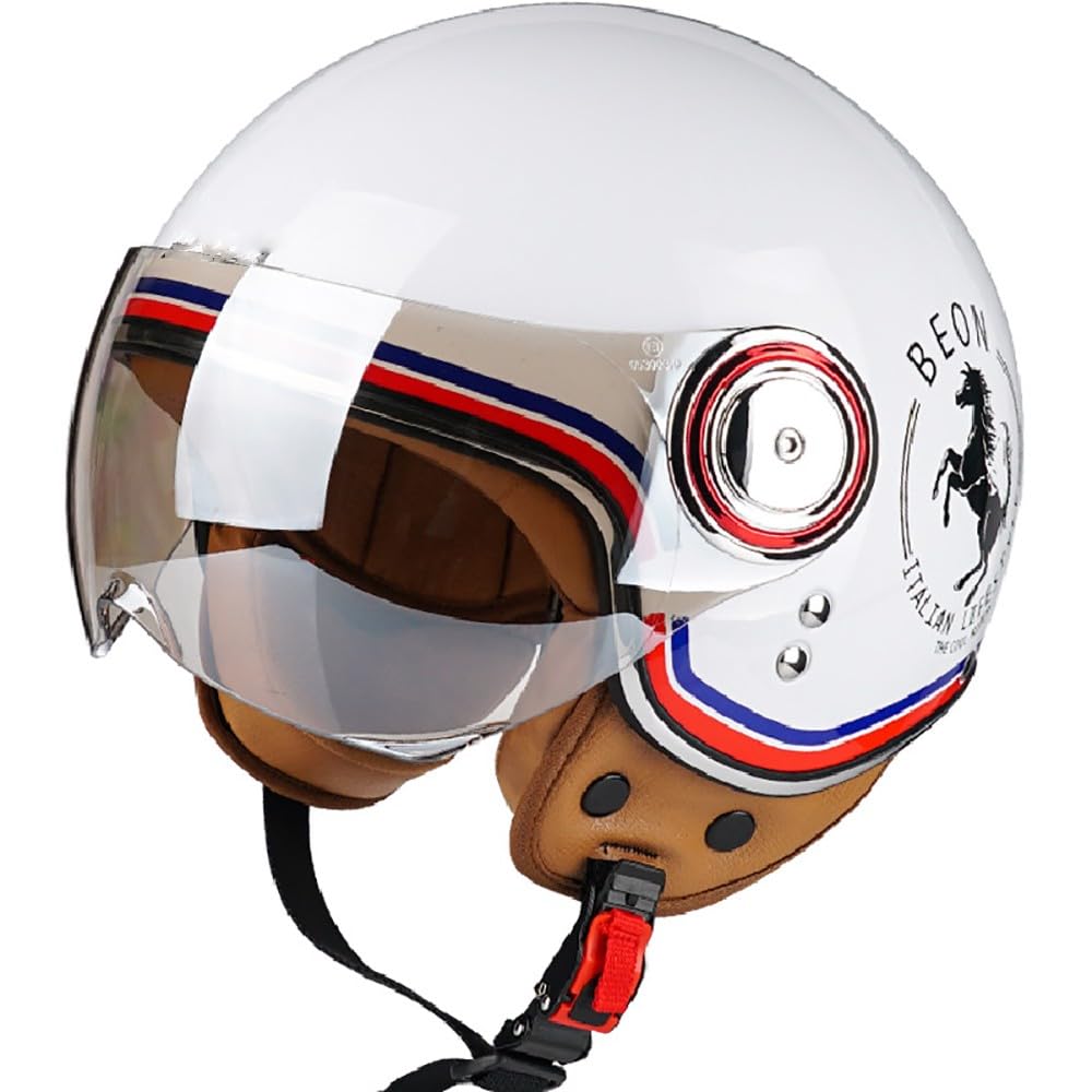 Jethelm mit Sonnenblende, Vintage Motorrad Jet Helm Roller Helm für Damen Herren, ECE 22.05 Zertifiziert Halbhelm, Jet-Piloten-Motorrad-Retro-Chopper-Cruiser-Vintage-Mopedhelm Jethelm mit Sonnenblende, Vintage Motorrad Jet Helm Roller Helm für Damen Herren, ECE 22.05 Zertifiziert Halbhelm, Jet-Piloten-Motorrad-Retro-Chopper-Cruiser-Vintage-Mopedhelm von WZGGTEAM
