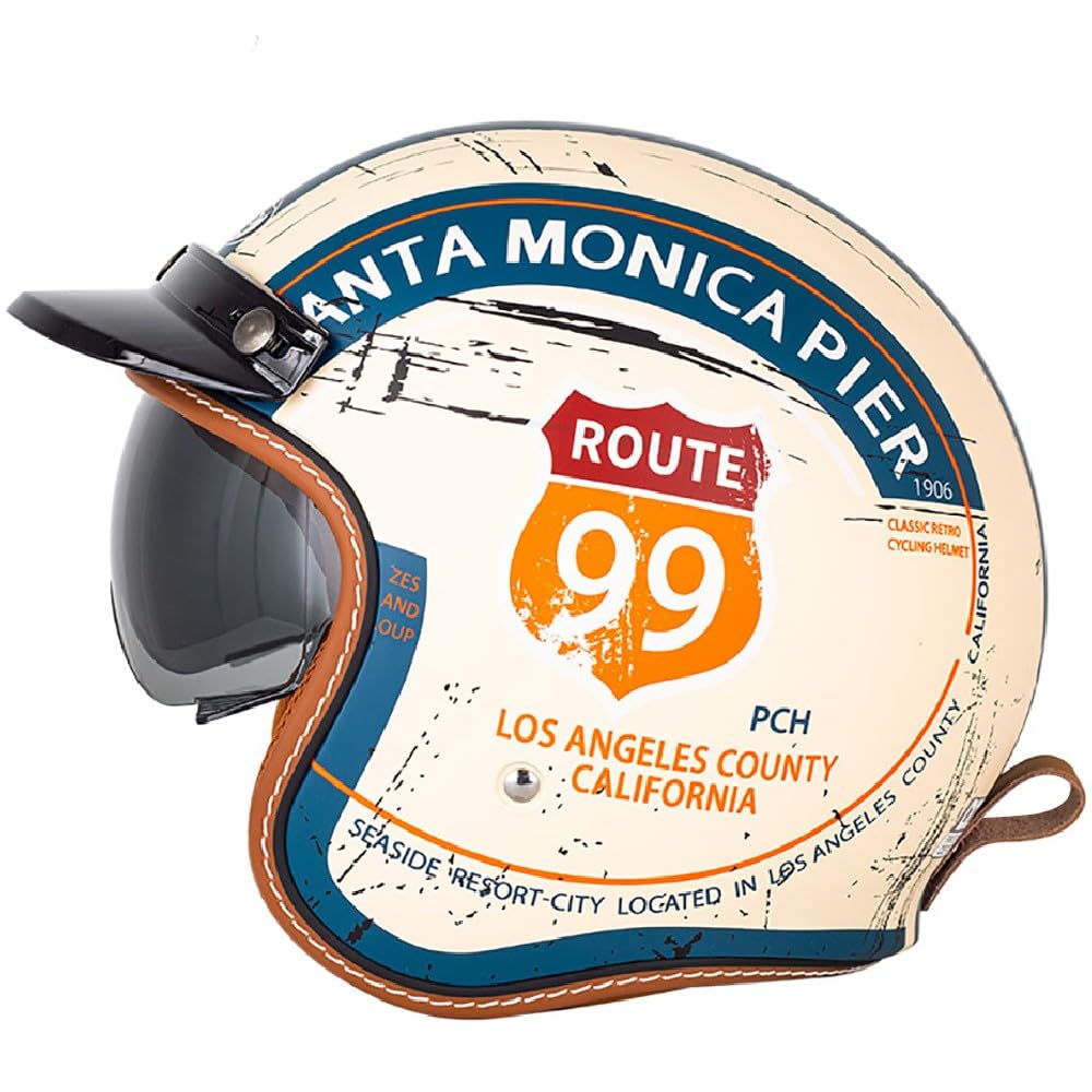 Retro Jethelm mit Sonnenblende und Visier, Roller Helm Motorradhelm mit ECE 22.05 Zertifiziert, Mopedhelm Halbhelme Motorradhelm Ideal für Motoroller Vespa Herren und Damen Retro Jethelm mit Sonnenblende und Visier, Roller Helm Motorradhelm mit ECE 22.05 Zertifiziert, Mopedhelm Halbhelme Motorradhelm Ideal für Motoroller Vespa Herren und Damen von WZGGTEAM