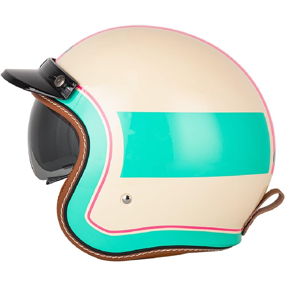 Retro Motorrad Jethelm 3/4 mit Visier, Motorrad Motorradhelm mit ECE-Zertifiziert für Herren und Damen - Ideal für Vespa, Moped, Mofa, Scooter und Roller, Halbschalenhelm Retro Motorrad Jethelm 3/4 mit Visier, Motorrad Motorradhelm mit ECE-Zertifiziert für Herren und Damen - Ideal für Vespa, Moped, Mofa, Scooter und Roller, Halbschalenhelm von WZGGTEAM