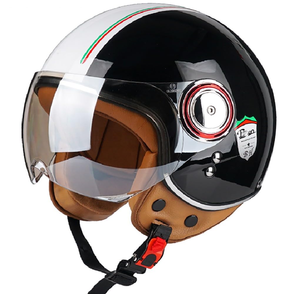 Vintage Motorrad Jethelme, Open Face Helm Vintage Roller Helm für Damen Herren, ECE Zertifiziert Retro Elektrischer Halbhelm mit Sonnenblende Vespa, Jet-Helm für Cruiser Vintage Motorrad Jethelme, Open Face Helm Vintage Roller Helm für Damen Herren, ECE Zertifiziert Retro Elektrischer Halbhelm mit Sonnenblende Vespa, Jet-Helm für Cruiser von WZGGTEAM