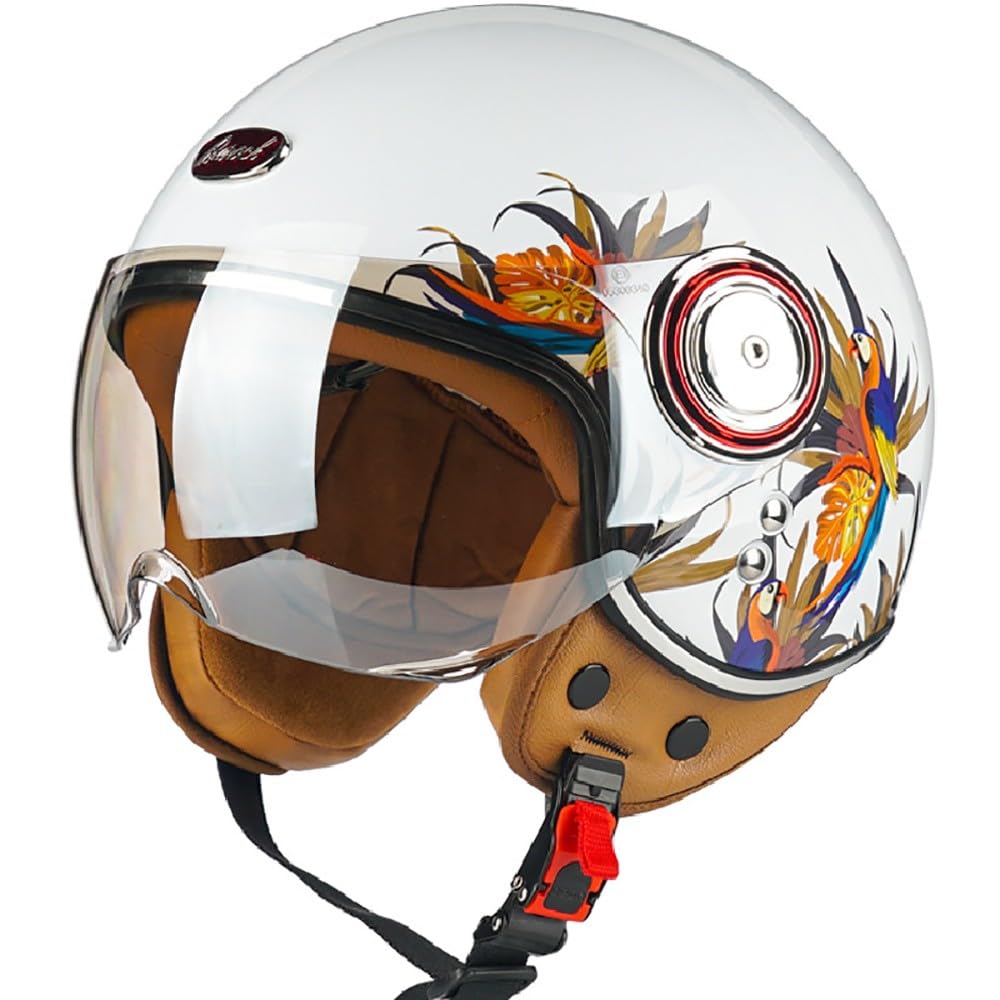 Vintage Motorrad Jethelme, Open Face Helm Vintage Roller Helm für Damen Herren, ECE Zertifiziert Retro Elektrischer Halbhelm mit Sonnenblende Vespa, Jet-Helm für Cruiser Vintage Motorrad Jethelme, Open Face Helm Vintage Roller Helm für Damen Herren, ECE Zertifiziert Retro Elektrischer Halbhelm mit Sonnenblende Vespa, Jet-Helm für Cruiser von WZGGTEAM