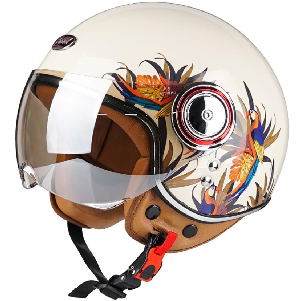 Vintage Motorrad Jethelme, Open Face Helm Vintage Roller Helm für Damen Herren, ECE Zertifiziert Retro Elektrischer Halbhelm mit Sonnenblende Vespa, Jet-Helm für Cruiser Vintage Motorrad Jethelme, Open Face Helm Vintage Roller Helm für Damen Herren, ECE Zertifiziert Retro Elektrischer Halbhelm mit Sonnenblende Vespa, Jet-Helm für Cruiser von WZGGTEAM