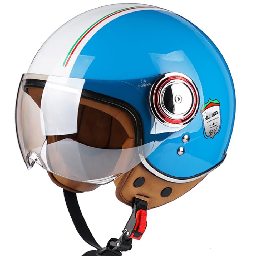 Vintage Motorrad Jethelme, Open Face Helm Vintage Roller Helm für Damen Herren, ECE Zertifiziert Retro Elektrischer Halbhelm mit Sonnenblende Vespa, Jet-Helm für Cruiser Vintage Motorrad Jethelme, Open Face Helm Vintage Roller Helm für Damen Herren, ECE Zertifiziert Retro Elektrischer Halbhelm mit Sonnenblende Vespa, Jet-Helm für Cruiser von WZGGTEAM