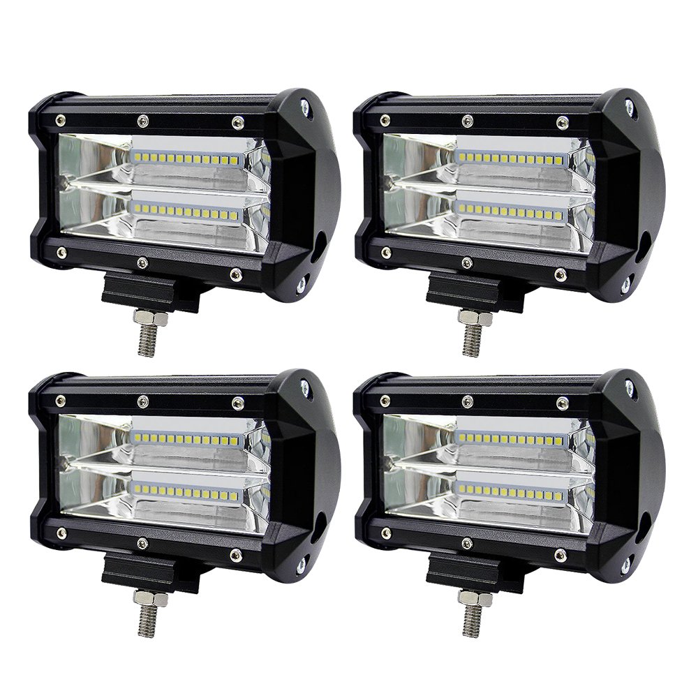 WZTO LED Arbeitsscheinwerfer, 10800LM 24 LED Zusatzscheinwerfer DC 12-24V 72W 5 Inch Auto Scheinwerfer Offroad Flutlicht Spotlight 6000K Wasserdicht IP67 Arbeitslicht (4 Stück) von WZTO