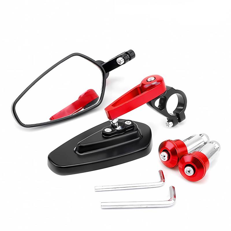 2 Stück Motorrad Lenkerendenspiegel, 360° Drehbarer Seitenspiegel, Universal Passform für Cruiser, Chopper, Bobber, Oldtimer Motorräder, Verchromter Spiegel mit Robuster Halterung von Wailicop