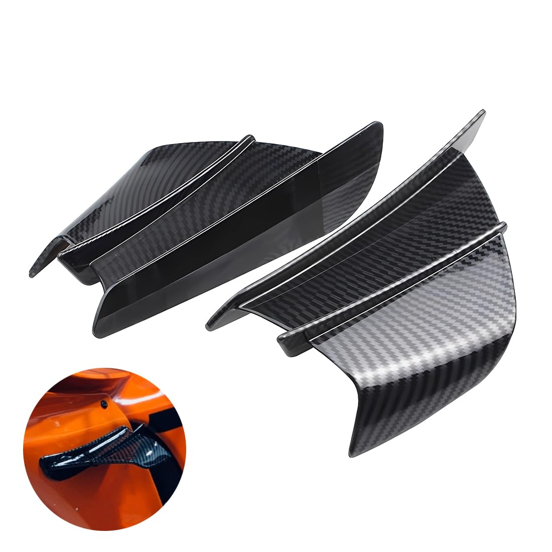 Motorcycle Front Aerodynamic Winglets Carbon Fibre Windscreen Trim Motorcycle Spoiler Plastic Fairing Winglets for Most Electric Motorcycle von Wailicop