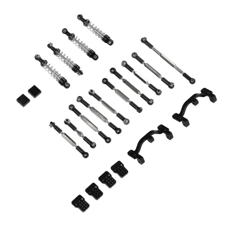 Upgrade-Ersatzsatz Stoßdämpfer aus Aluminiumlegierung für WPL C24 C14 C14K C24K RC-Auto, Exquisites Aussehen, Passende Modelle (BLACK) von Wakects