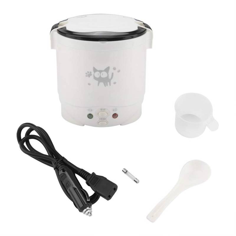 Wakects Kleiner Reiskocher, tragbarer Reiskocher 12 V für das Auto, Heiz- und Warmhaltefunktion, kann als elektrische Lunchbox verwendet Werden (weiß) von Wakects