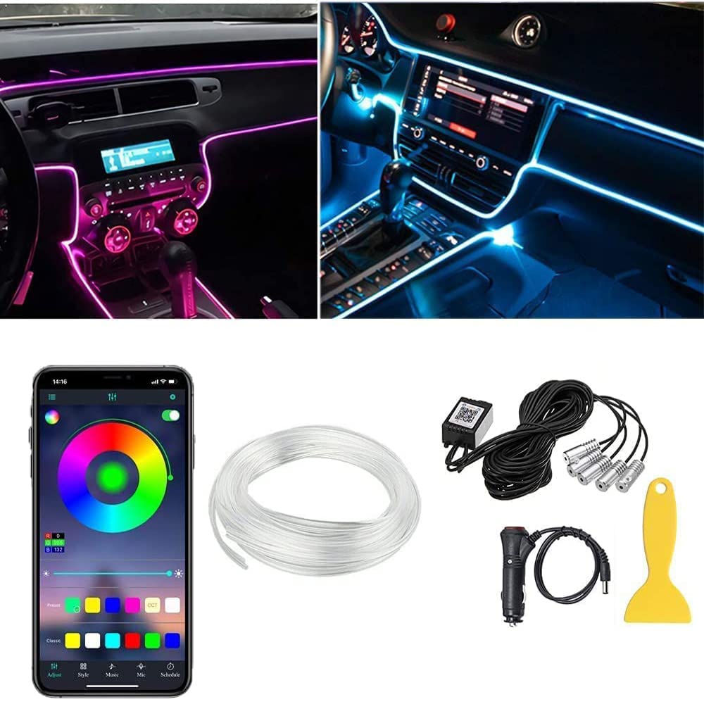 LED Innenbeleuchtung Auto,Innenraumbeleuchtung Auto,5 in 1 RGB Auto Innenraumbeleuchtung mit APP, 236inch 29 Modes Farbe Neonleuchtleisten für das Auto zur Autodekoration, Stimmungslicht von Walant