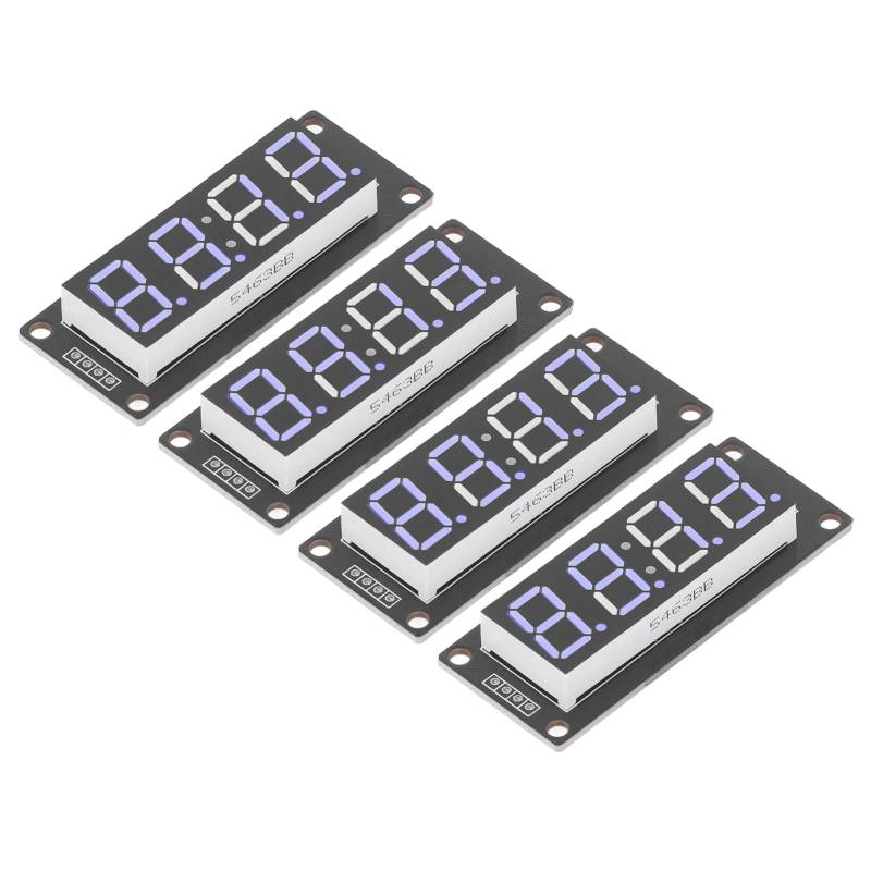 4 Set 4-stellige Digitale Röhre, 4-stellige Digitale Röhre, 4-stellige Röhre, LED-Anzeigetafel, 7-Segment-Uhrmodul TM1637, 0,56 Zoll (Blau MRA041C) von Walfront