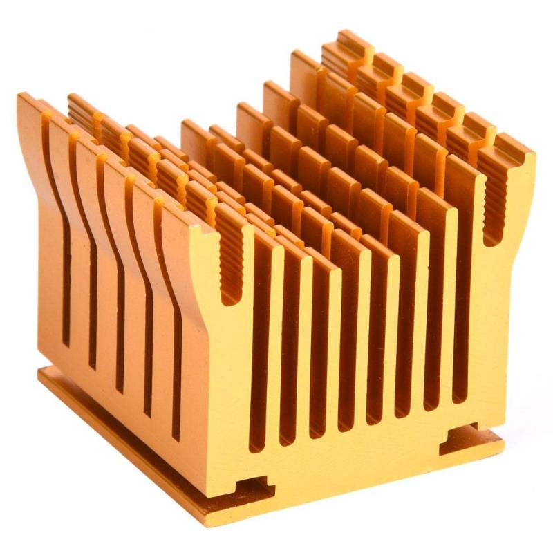 Aluminium Kühlkörper Kühler 43x40x36mm Kühlermodul mit einstellbarem Silikonknopfset Heatsink, Aluminiumgehäuse Cooler für Leiterplatte, Gold von Walfront