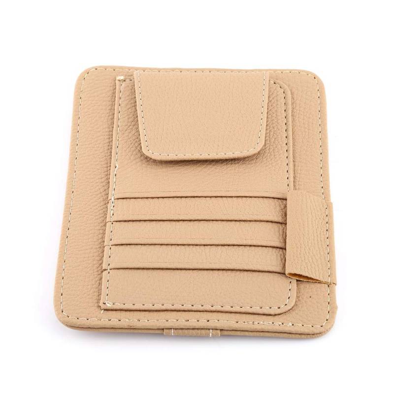 Car Sun Visor Lagerhalter Multifunktional PU Leder Organizer Clamp/Holder für Stiftkarte Billgläser Modisches Lichee -Muster Aussehen Kompakte Größe Ideal zu Reparieren von Walfront