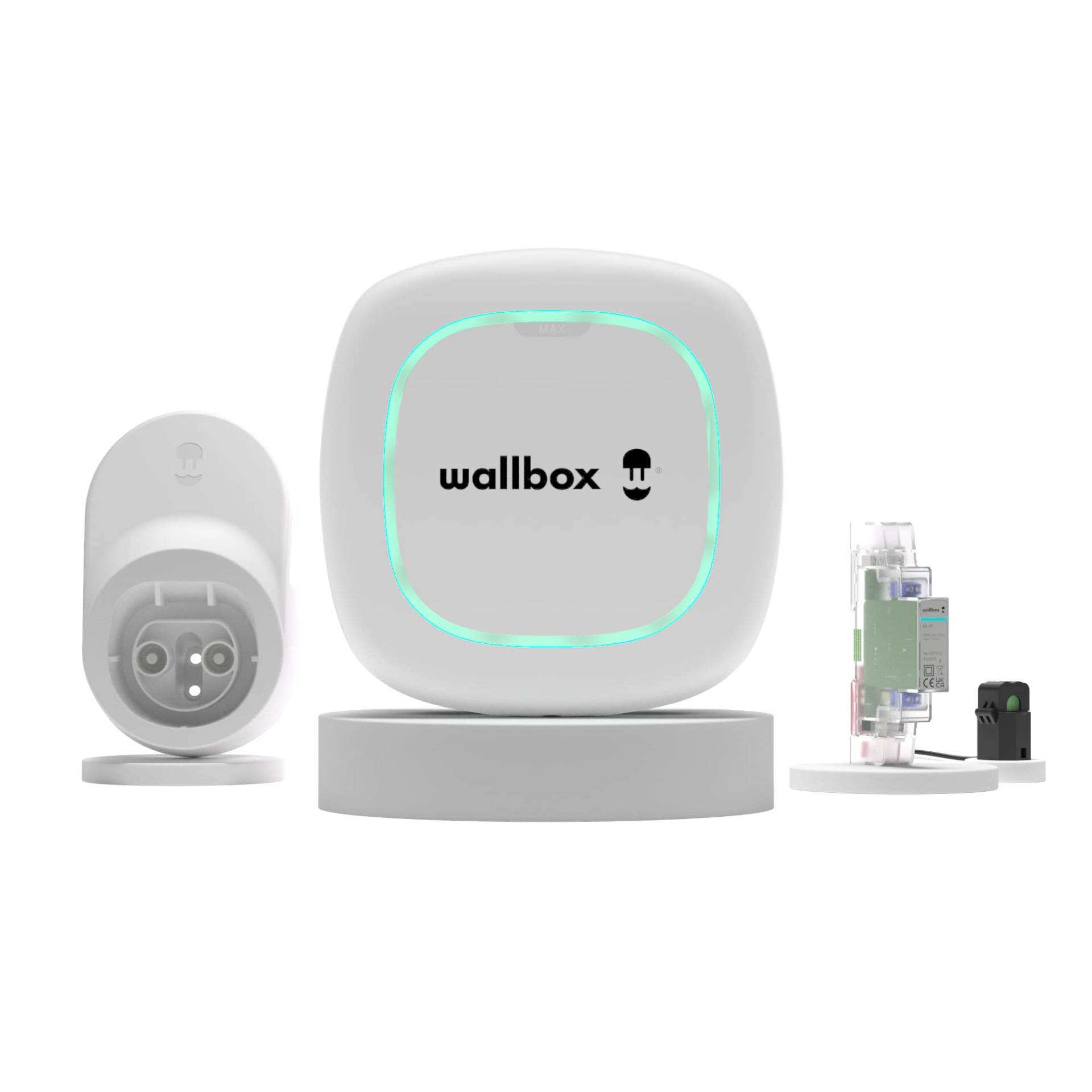 Wallbox Pulsar MAX Kit (Elektrofahrzeug-Ladegerät, Leistungsmesser und Dockkabel) 7,4 kW, 5 m, T2, Weiß, kompatibel mit Alexa und Google Home von Wallbox