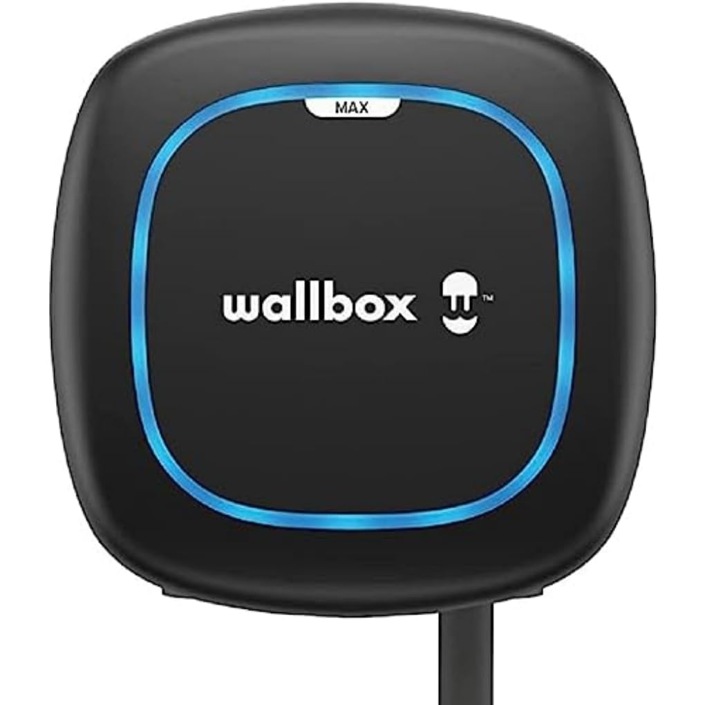 Wallbox Pulsar Max, Ladegerät für Elektrofahrzeuge (22 kW, Type 2, Wi-Fi, Bluetooth, OCPP, innen/außen, 7m, einfache Installation), Schwarz von Wallbox