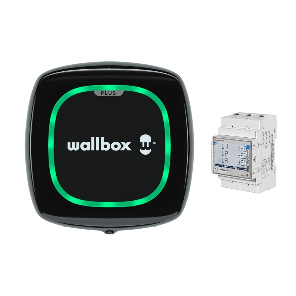 Wallbox Pulsar Plus, Solar-Ladepaket, Elektrofahrzeug-Ladegerät (22 kW, 5 Meter, Typ 2, WiFi, Bluetooth, OCPP, Innen-/Außenbereich), Schwarz + Power Boost, dreiphasig von Wallbox
