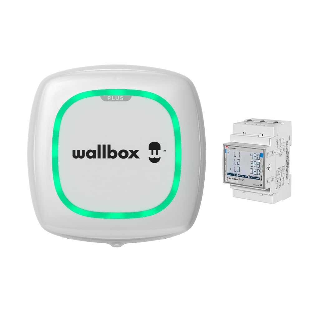 Wallbox Pulsar Plus Solar-Ladepaket - Elektrofahrzeug-Ladegerät (22 kW, 5 Meter, Typ 2, WiFi, Bluetooth, OCPP, Innen-/Außenbereich) Weiß + Power Boost, dreiphasig von Wallbox