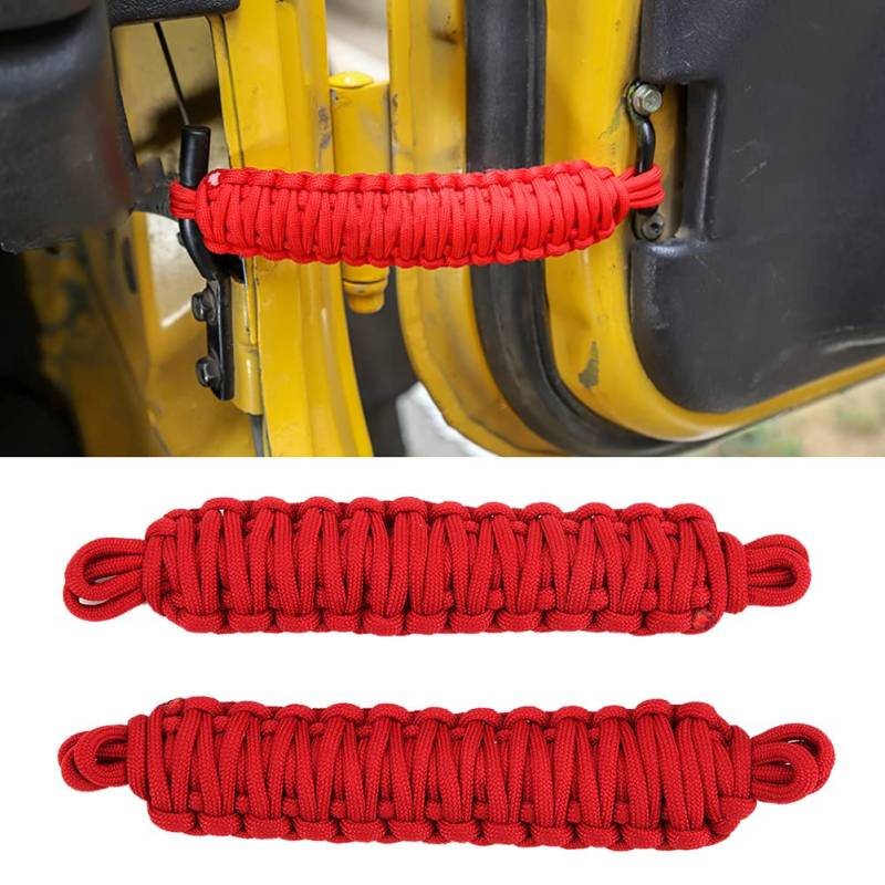 Einstellbarer Autotür-Begrenzer aus Qualität Oxford Stoffmaterial für TJ 1997-2006 mit Praktischem Seil der Türrestriktion Passt zu Kompakter Größe (Rot) von Walmeck