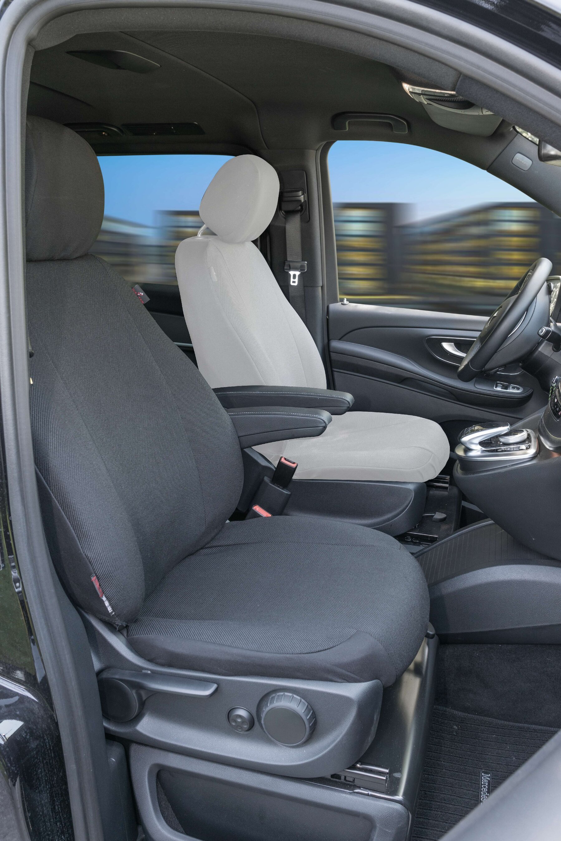 Passform Sitzbezug aus Stoff kompatibel mit Mercedes-Benz V-Klasse 447, Einzelsitz Beifahrer Armlehne innen von Walser GmbH