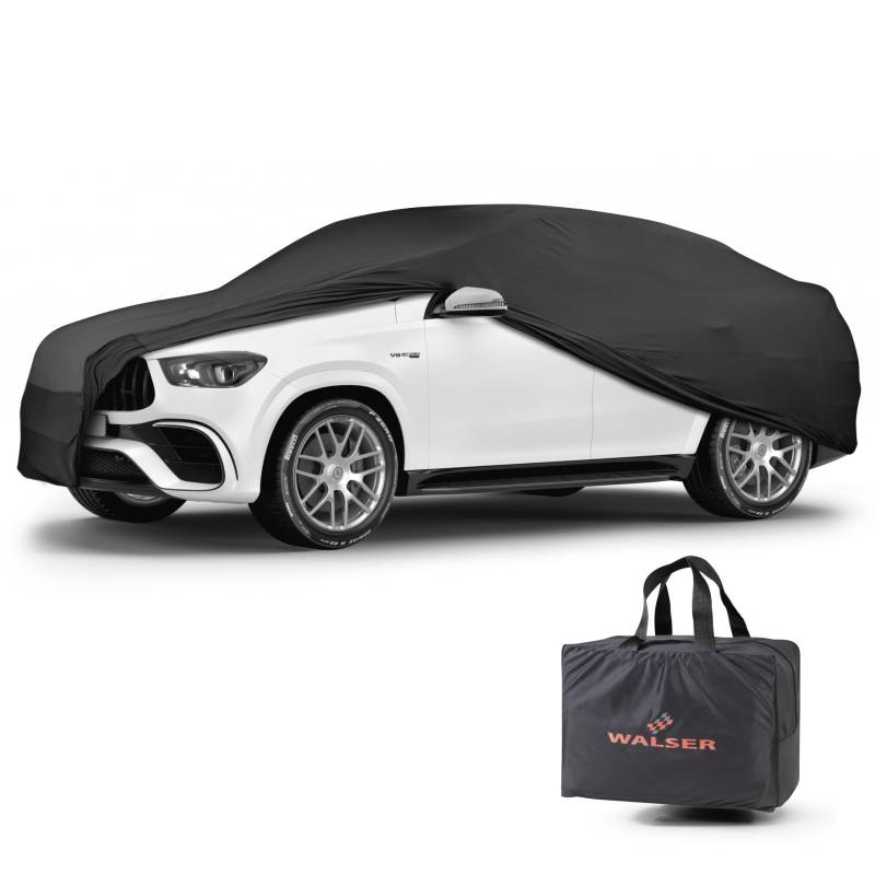 Walser Abdeckung Auto Indoor Stretch, Autoabdeckung Winter, staubdichte Autogarage Abdeckung, Autoplane Winter, Autogarage Abdeckung Winter, Abdeckung für Auto, Auto Abdeckplane SUV XL schwarz von Walser