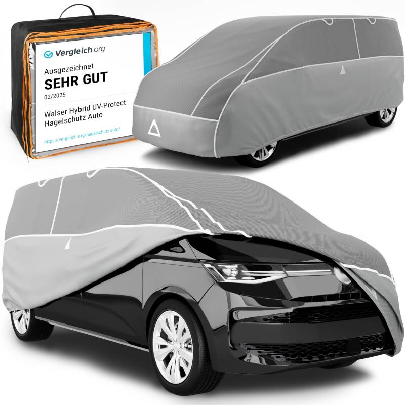 WALSER Hagelschutz Abdeckplane Transporter, TÜV geprüfte* Abdeckplane Bus Hybrid UV Protect, Auszeichnung Sehr Gut* Hagelschutzplane Bus Größe 11 für VW Caddy/T4/T5/T6, Mercedes Viano/Vito von Walser