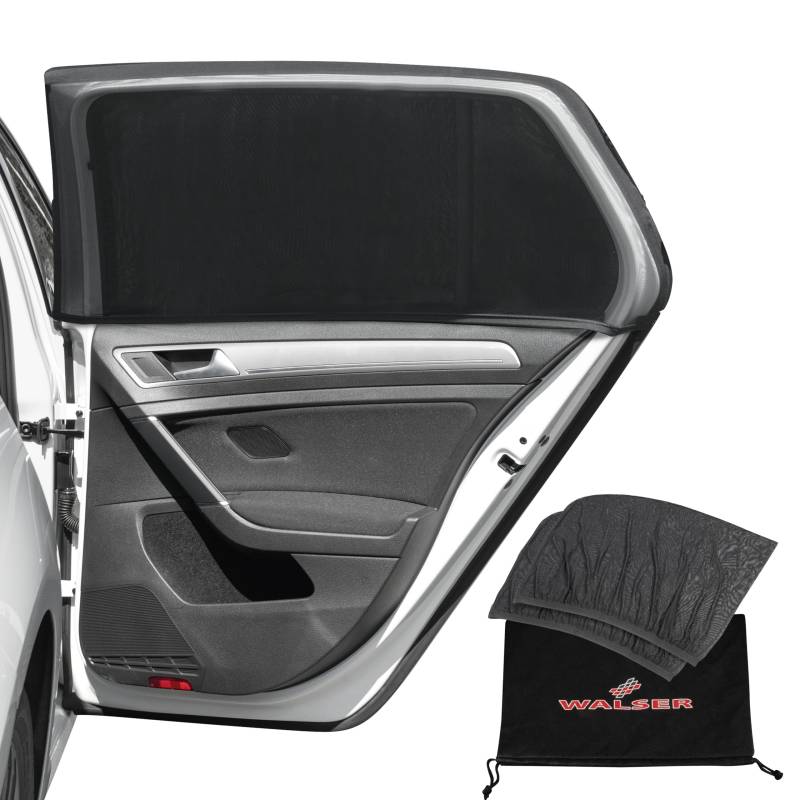 Walser Sonnenschutz Auto, 2 Stück Sonnenschutz Auto Baby, Sonnenschutz Auto hinten, Sonnenschutz Auto Kinder, Auto Sonnenschutz Baby, Sonnenblende Auto Set Universalgröße max. 100x53 cm schwarz von Walser