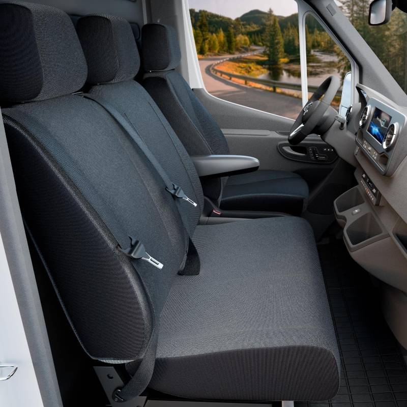 Walser Transporter Sitzbezüge Auto für VW T5, Doppelbank vorne klappbar, Auto Sitzbezüge aus Stoff Sitzschoner Auto, Auto Sitzauflagen Set für Van von Walser