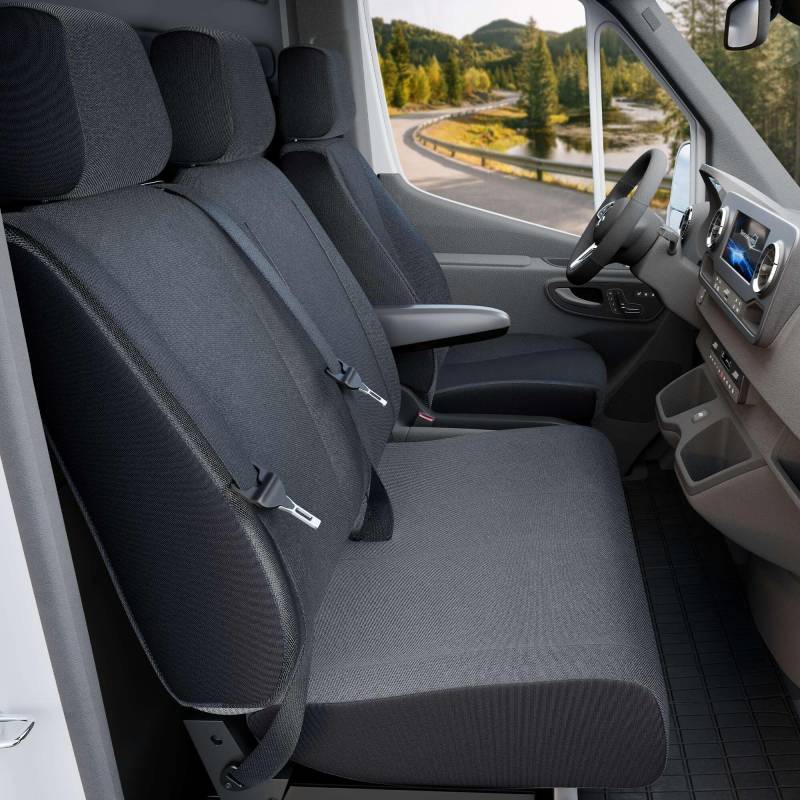 Walser Transporter Sitzbezüge Auto für Ford Transit, 1 Einzelsitz vorne (Aussparung Armlehne rechts), Auto Sitzbezüge aus Stoff Sitzschoner Auto, Auto Sitzauflagen Set für Van von Walser