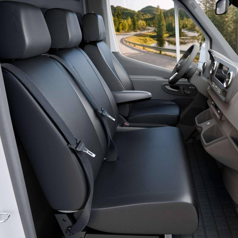 WALSER Passform Auto-Sitzbezug, Transporter-Schonbezug Kunstleder kompatibel mit Mercedes-Benz Viano/Vito, 2 Einzelsitzbezüge ohne Armlehne von Walser