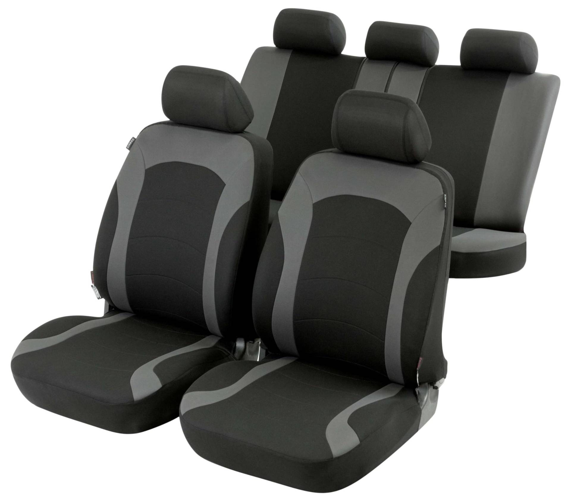 Walser Auto-Sitzbezug Komplettset Inde mit Reißverschluss, Zipp-IT Premium Auto-Schonbezüge für Normalsitze, 2 Vordersitzbezüge, 1 Rücksitzbezug von Walser