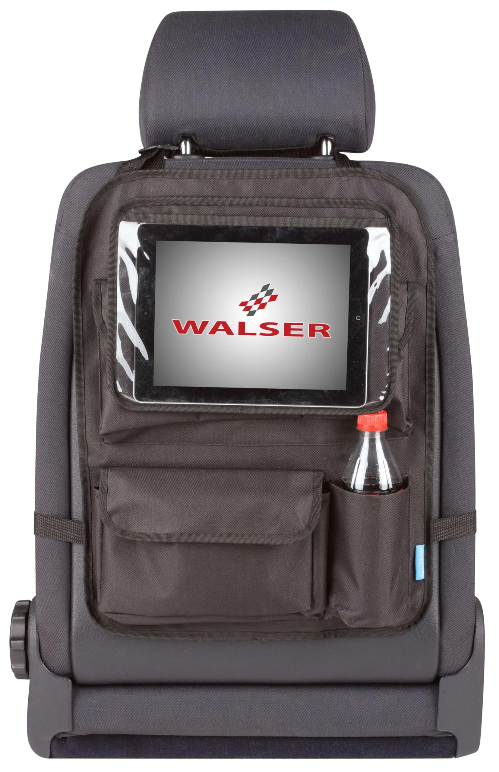 Walser Auto-Rücksitztasche Maxi mit abnehmbarem Tablet-Halter, Auto-Organizer, Auto-Trittschutz, Rücksitzschoner schwarz von Walser
