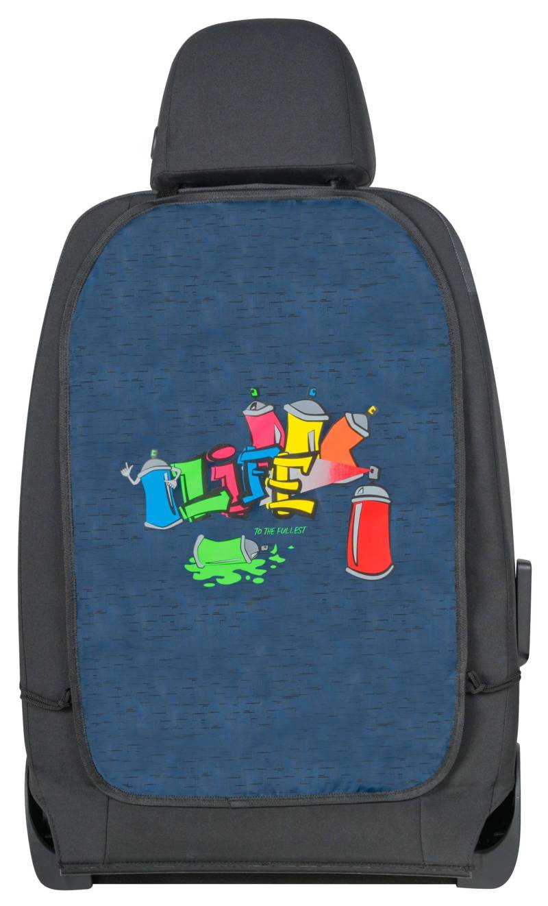 Walser Rückenlehnenschutz-Auto, Rücksitzschoner Kinder Graffiti, Trittschutz schmutzabweisend, Autositzschoner Rückseite 62x40cm blau von Walser