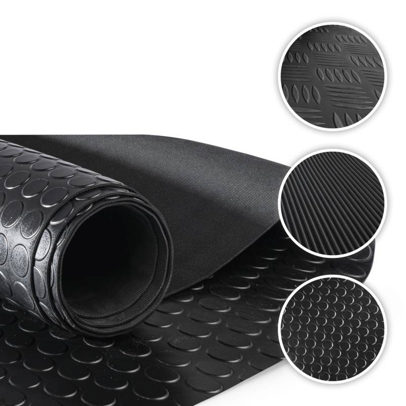Walser Gummimatte Coin, zuschneidbare Gummimatten Boden 100x300 cm, Gummimatte Außenbereich, universal Gummi Schutzmatte für Garagen Boden, Werkstatt Boden, Outdoor, Gummimatte Meterware schwarz von Walser