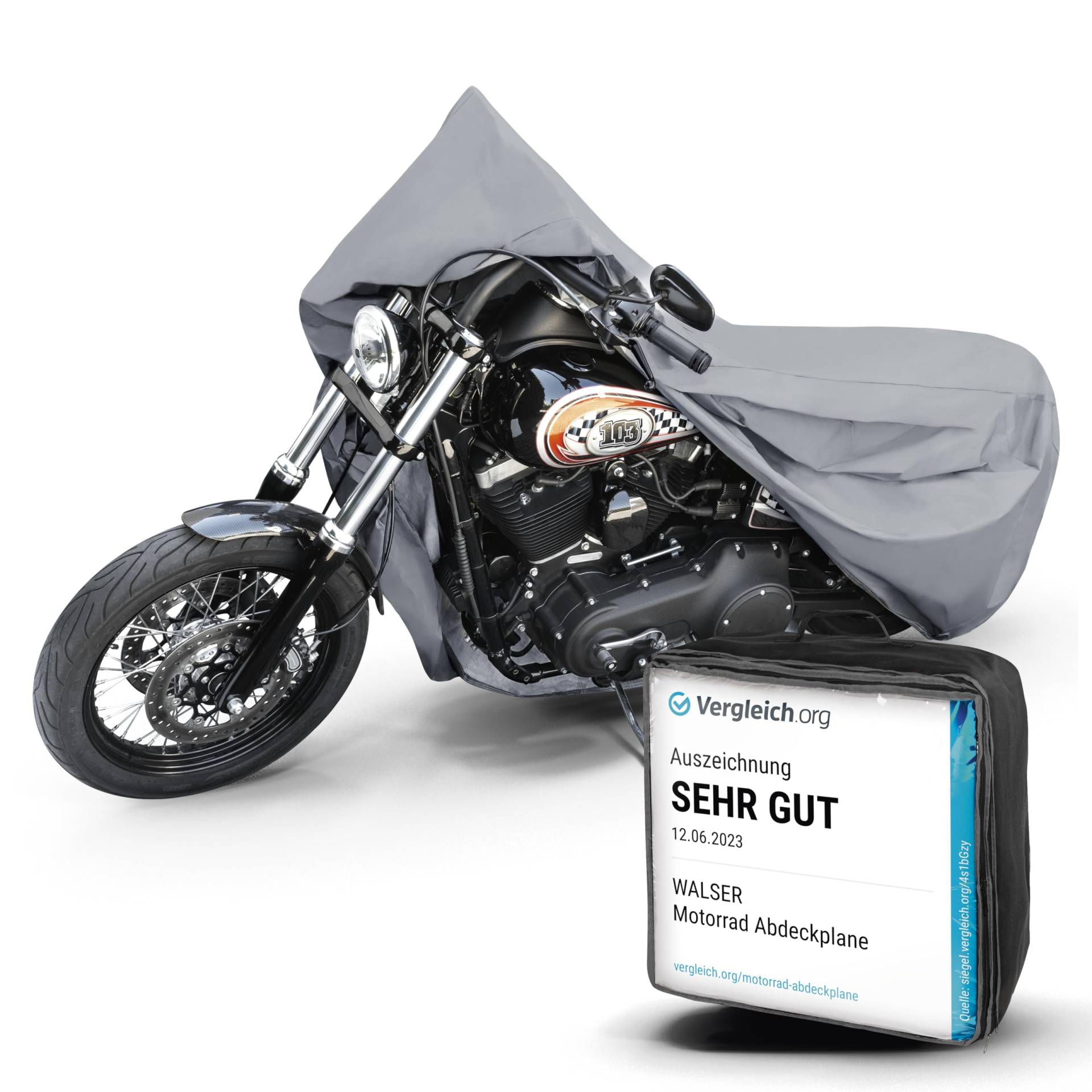 WALSER Premium Motorrad Abdeckplane L, Auszeichnung Sehr Gut* Motorrad Abdeckplane aus hochwertigem PVC, Outdoor Motorrad Plane, Motorrad Zubehör, Abdeckplane Motorrad grau 250x100x130 cm WALSER Premium Motorrad Abdeckplane L, Auszeichnung Sehr Gut* Motorrad Abdeckplane aus hochwertigem PVC, Outdoor Motorrad Plane, Motorrad Zubehör, Abdeckplane Motorrad grau 250x100x130 cm von Walser