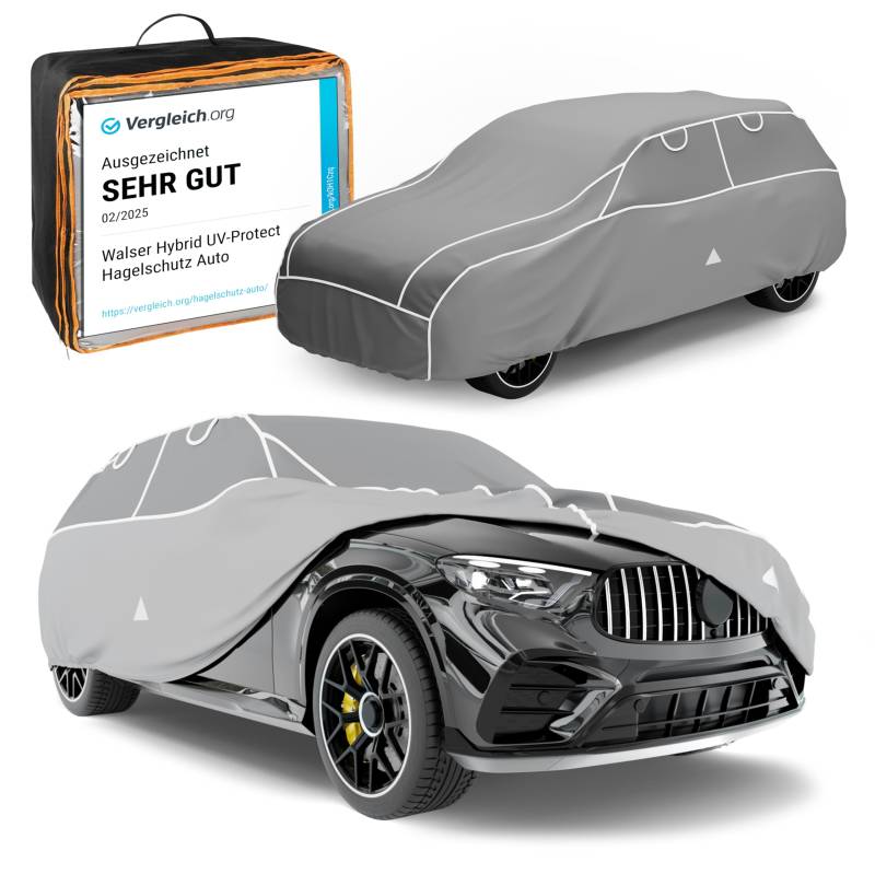 WALSER Premium Hagelschutz Abdeckplane Auto, Auszeichnung Sehr Gut* Auto Hagelschutzplane, TÜV geprüfte* Autogarage Abdeckung, Abdeckplane Auto Hybrid UV Protect, Abdeckung Auto Größe 6 SUV/Van von Walser