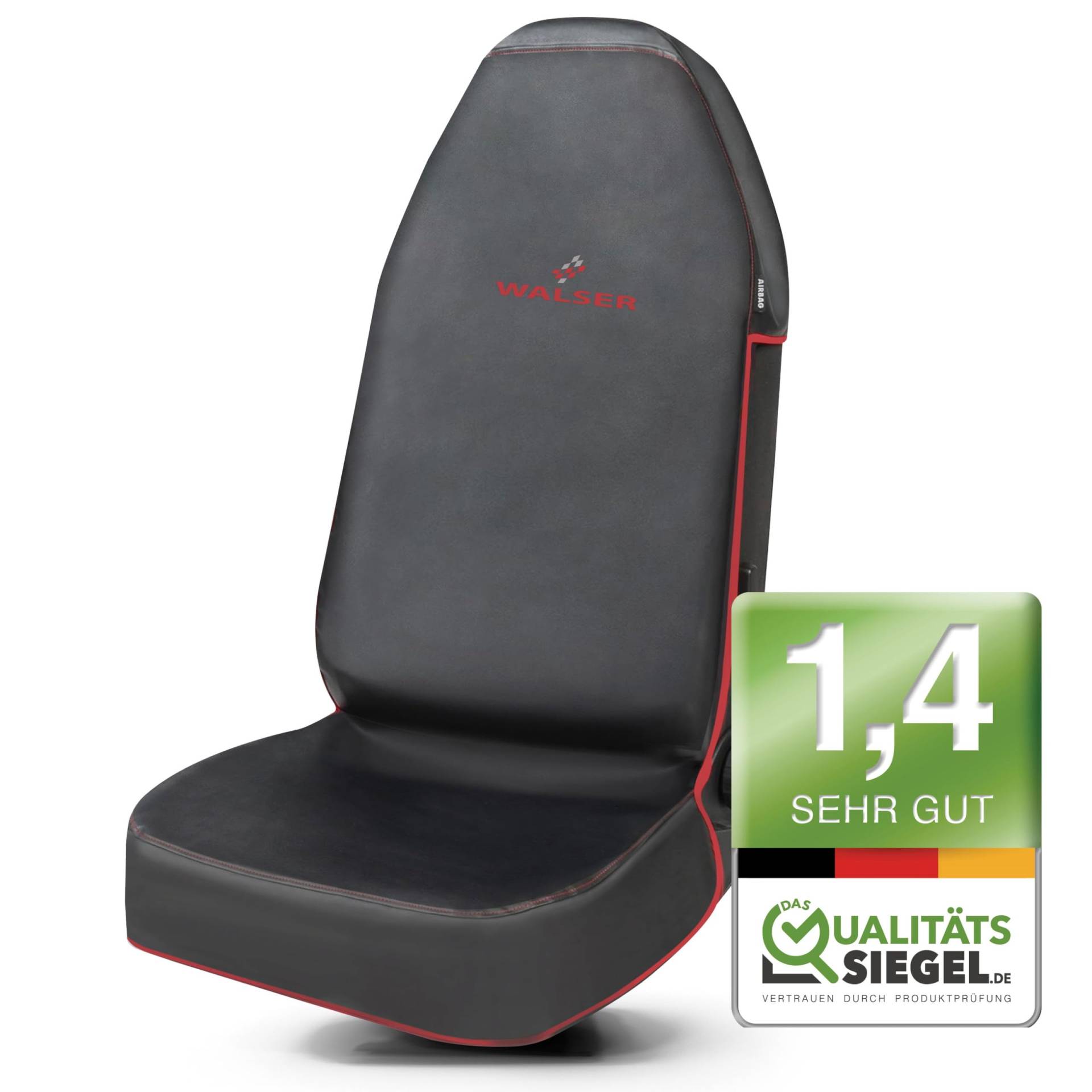 Walser Auto Schonbezug Vordersitz Guardian, Sitzschoner Auto, 1 Stück Auto Sitzbezüge, Schonbezug Autositz vorne, Sitzbezug Auto Vordersitze, 1 Vordersitz Sitzbezüge Auto, Auto Sitzschutz schwarz/rot von Walser