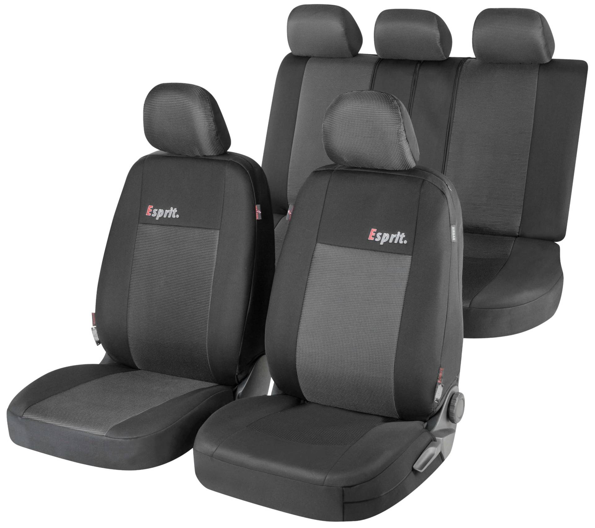 WALSER Auto-Sitzbezug Komplettset Esprit mit Reißverschluss, ZIPP-IT Premium Auto-Schonbezüge für Normalsitze, 2 Vordersitzbezüge, 1 Rücksitzbezug von Walser