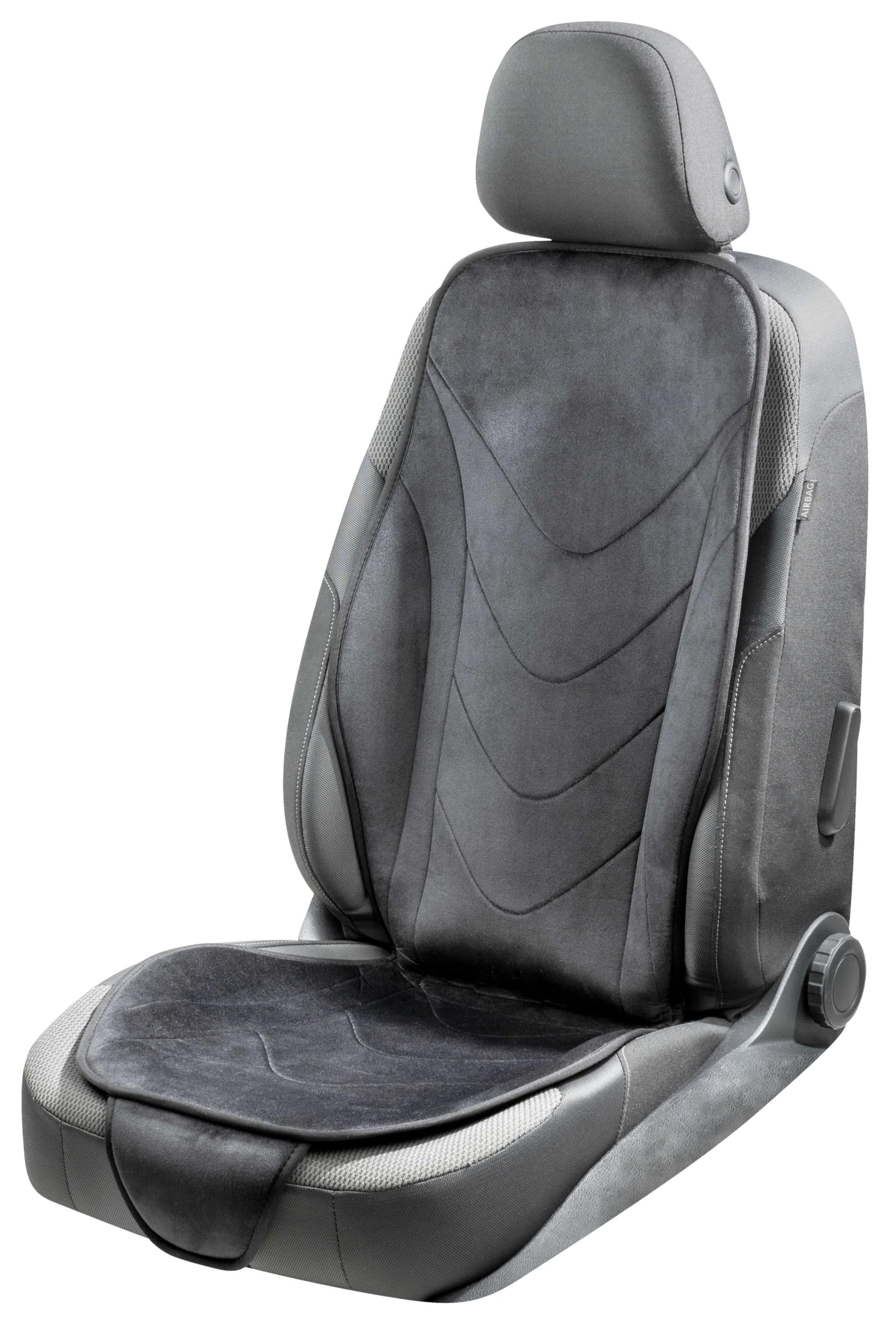 Walser Autositzauflage Air Flow, ergonomischer Sitzschoner, Lendenwirbelschutz, Universal Sitzauflage für PKW, Farbe: schwarz 13983 von Walser