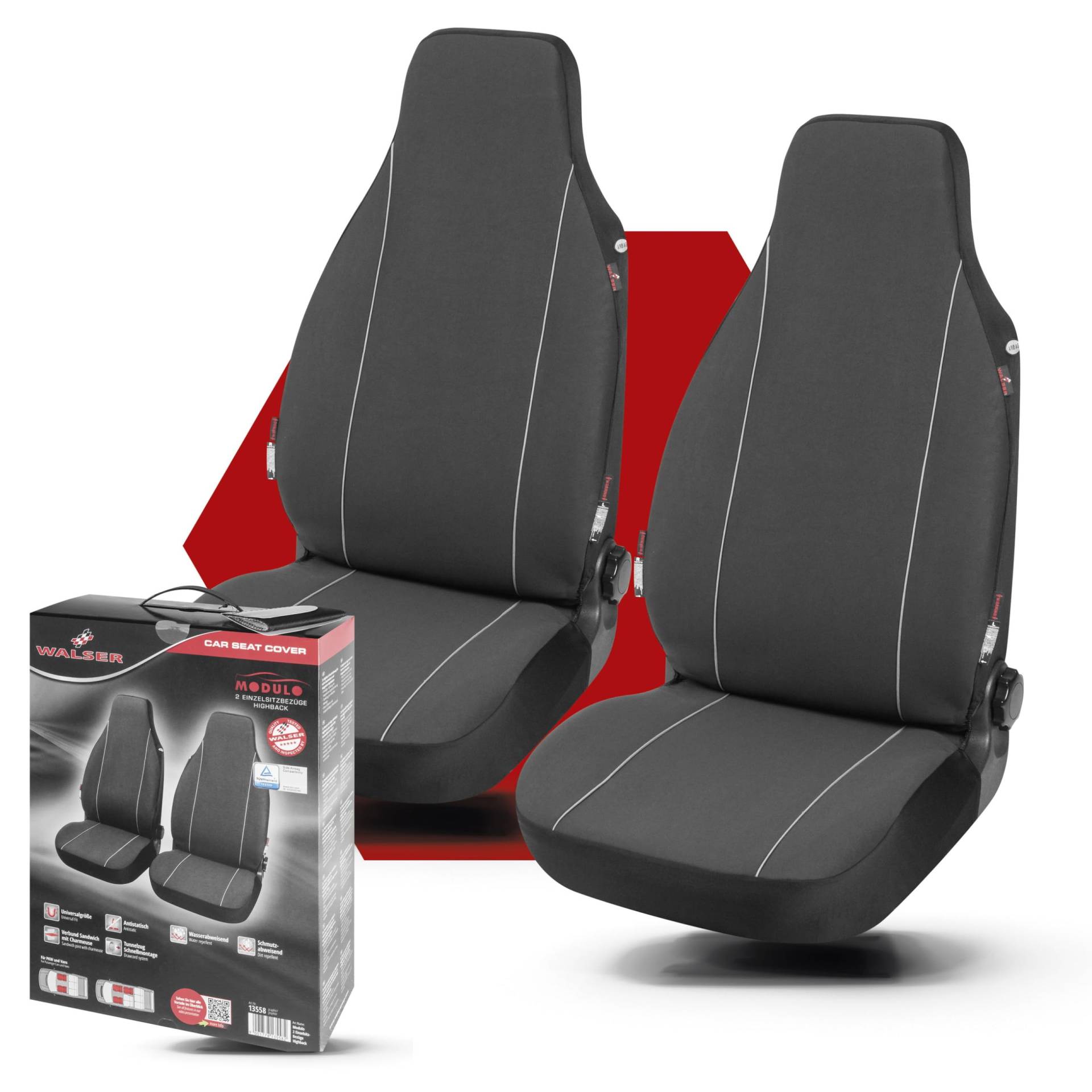 Walser Auto-Sitzbezug Modulo, 2 Vordersitzbezüge, Universal Auto-Schonbezüge für Highbacksitze, Universal PKW-Sitzbezüge, Sitzschoner-Auto schwarz Walser Auto-Sitzbezug Modulo, 2 Vordersitzbezüge, Universal Auto-Schonbezüge für Highbacksitze, Universal PKW-Sitzbezüge, Sitzschoner-Auto schwarz von Walser