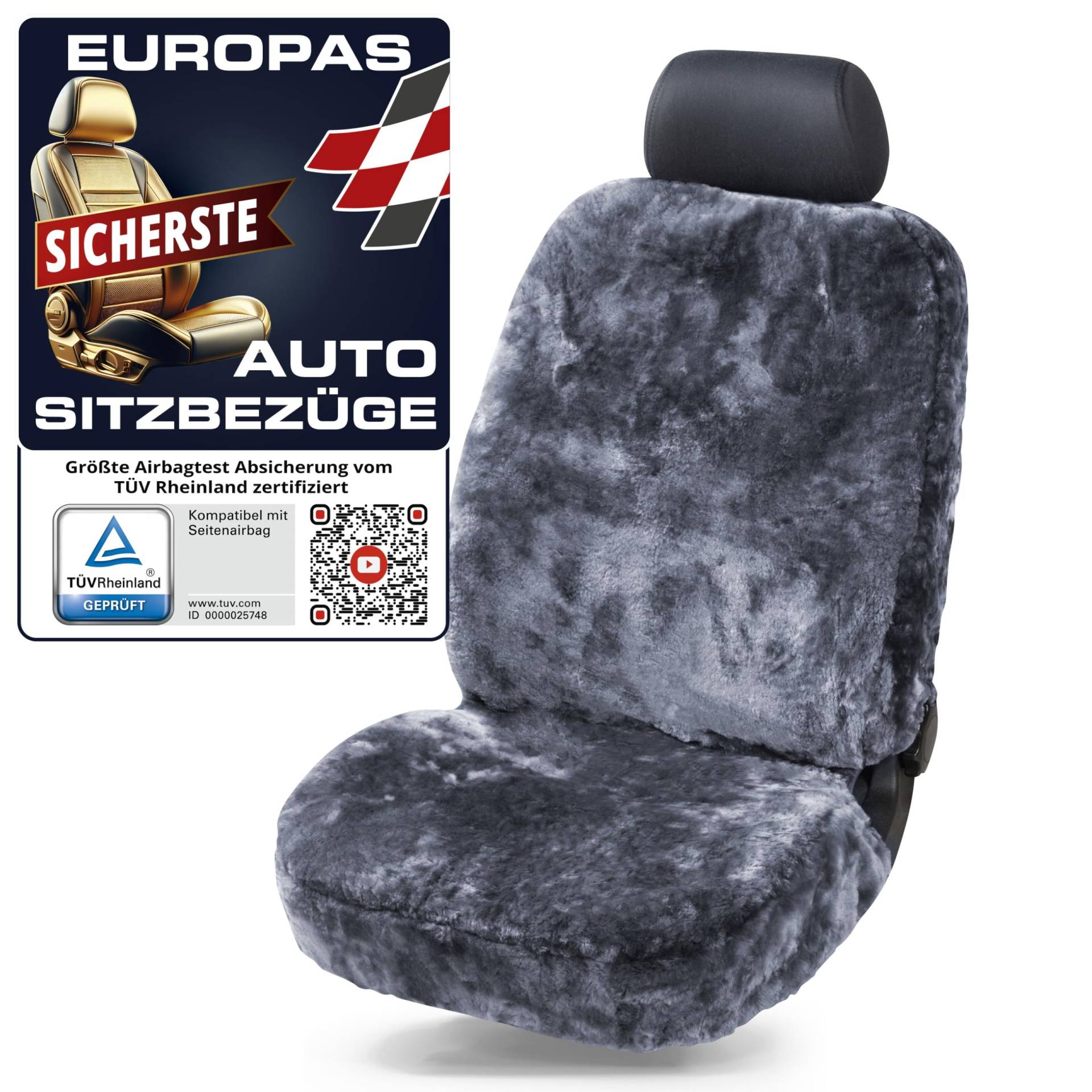 Walser Lammfell Autositzbezug Nineve, 100% Lammfell Sitzbezug für Auto, 1 Stück Lammfell Sitzbezüge Auto Vordersitze, Autositzbezug Lammfell, Autositzbezug Fell, Lammfell Autositz anthrazit Walser Lammfell Autositzbezug Nineve, 100% Lammfell Sitzbezug für Auto, 1 Stück Lammfell Sitzbezüge Auto Vordersitze, Autositzbezug Lammfell, Autositzbezug Fell, Lammfell Autositz anthrazit von Walser