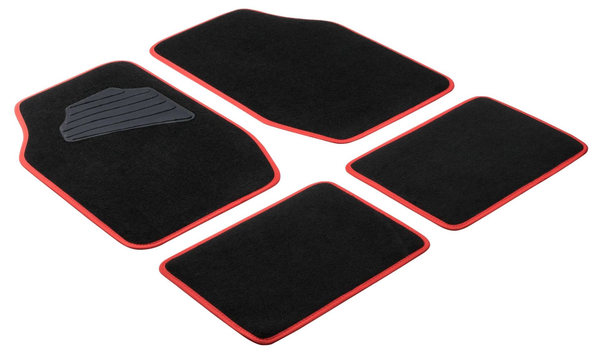 Walser Auto-Teppich Matrix, Universal Fußmatten-Set, Automatten 4-teilig, Allwettermatten, Auto-Schutzmatten-Set, PKW-Teppich schwarz/rot von Walser