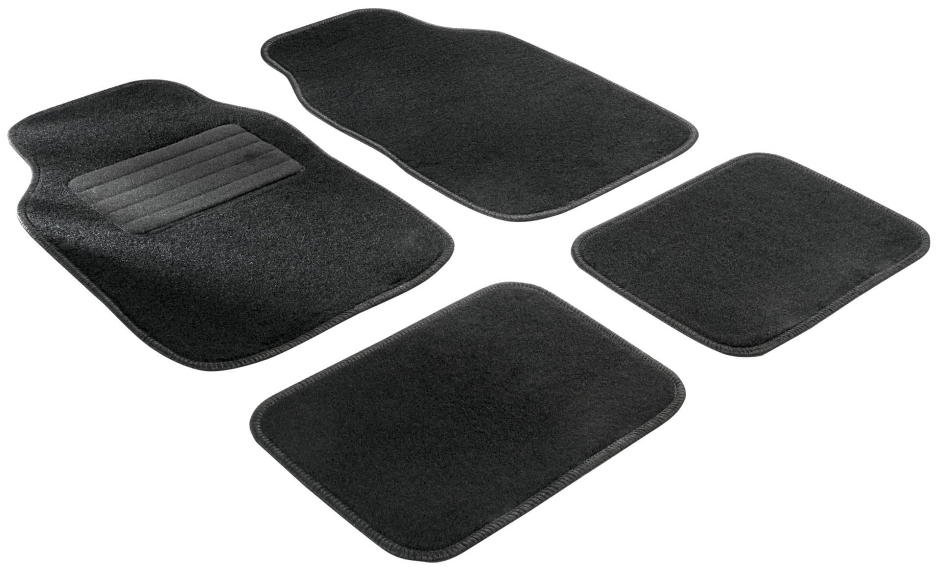 Walser Auto-Teppich Velours, Universal Fußmatten-Set Nadelfilz Velours, Automatten 4-teilig, Allwettermatten, Auto-Schutzmatte, PKW-Teppich schwarz von Walser