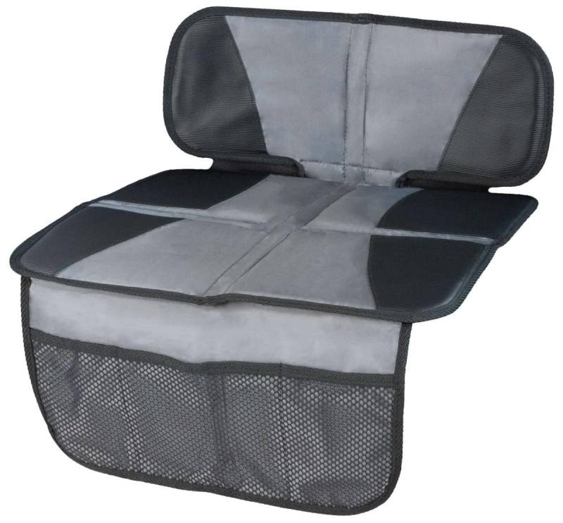 Walser Kindersitzunterlage, Auto-Sitzschoner Kindersitz, PKW-Sitzauflage rutschfest, Tidy Fred Kindersitz-Unterlage ISOFIX-kompatibel grau/schwarz von Walser