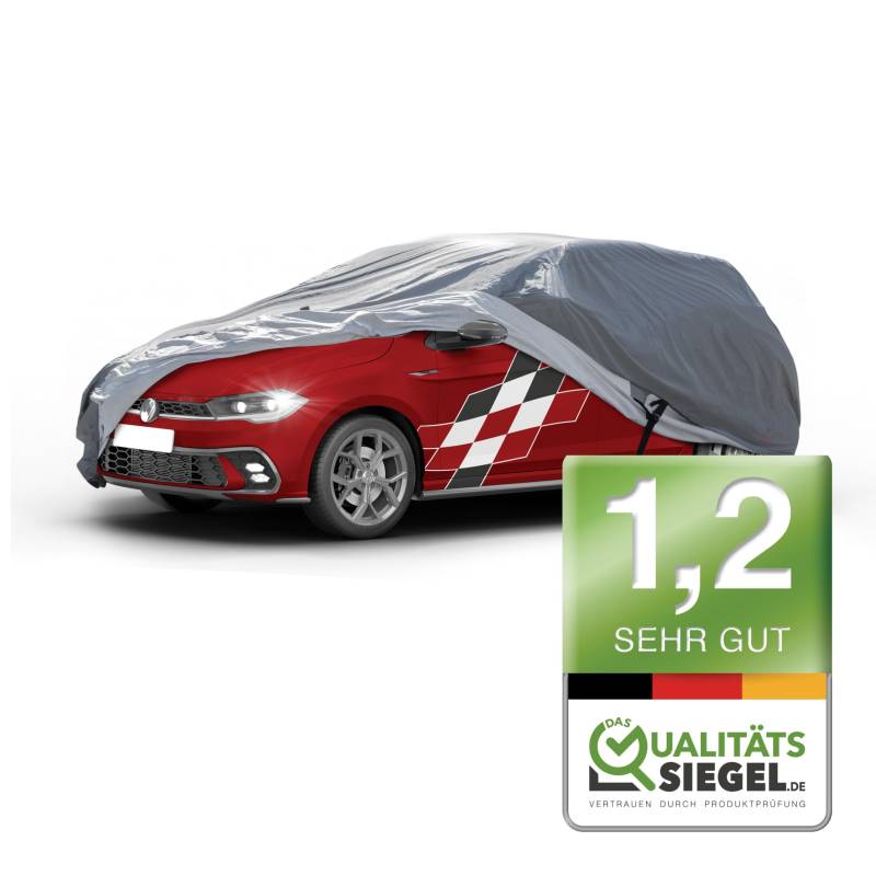 Walser Premium Abdeckplane Auto All Weather Plus Qualitätssieger Sehr Gut*, Abdeckplane wasserdicht, Auto Abdeckplane, Autoplane UV-beständig, Autoabdeckung Outdoor, Autogarage Abdeckung Größe 1 grau von Walser