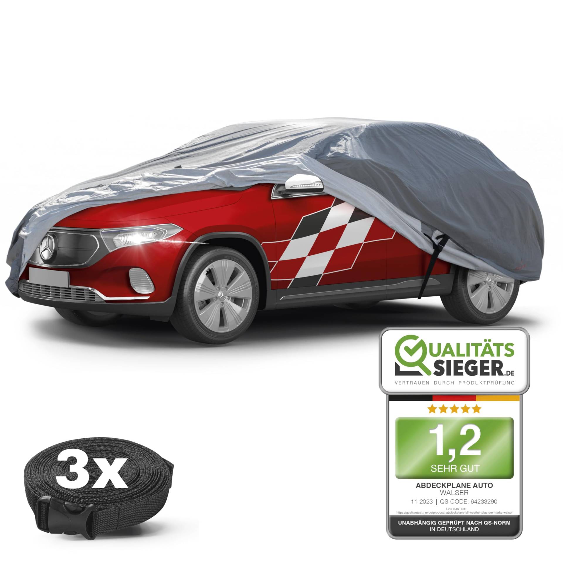 WALSER Premium Abdeckplane Auto All Weather Plus Qualitätssieger Sehr Gut*, Abdeckplane wasserdicht, Auto Abdeckplane, Autoplane UV-beständig, Autoabdeckung Outdoor, Abdeckung SUV/Van Größe 8 grau WALSER Premium Abdeckplane Auto All Weather Plus Qualitätssieger Sehr Gut*, Abdeckplane wasserdicht, Auto Abdeckplane, Autoplane UV-beständig, Autoabdeckung Outdoor, Abdeckung SUV/Van Größe 8 grau von Walser