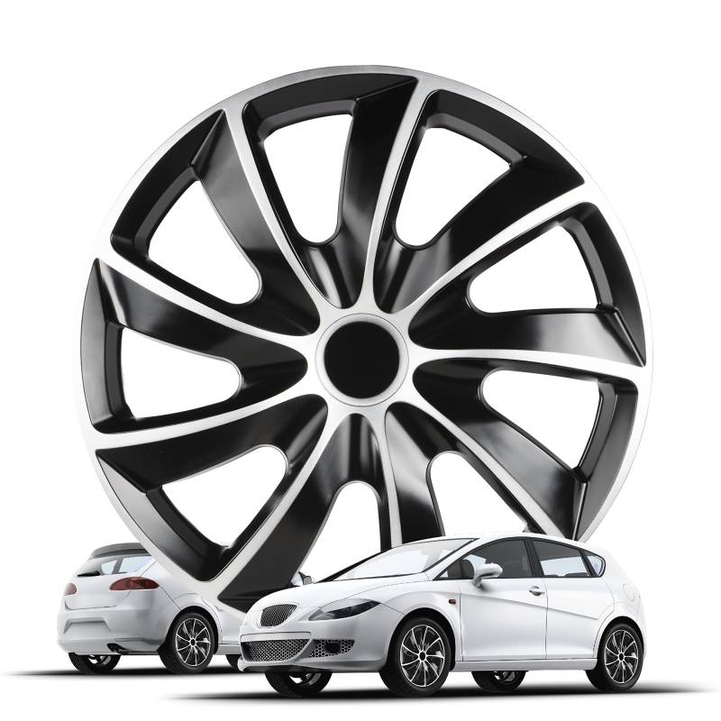 Walser Premium Radkappen Aero Bicolor, 4er Set Radkappen Auszeichnung Sehr Gut*, Radzierblenden 14 Zoll, Radblenden für Alufelgen Stahlfelgen, Auto Radzierblende schwarz Silber - Made in Europe von Walser